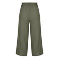 thumbnail image 4 of RKSTN Womens Pants Multiple Solid Color Cotton Linen Loose Casual Wide Leg Capris Loose Comfortable Pants, 4 of 5