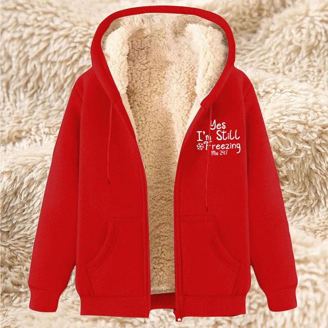 LOVZFMLL Jackets for Women's Fashionable Printed Fleece Hooded Sweatshirt Jacket