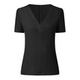 thumbnail image 4 of Heliisoer Large Size Women Lace Solid Splicing Blouse V-Neck Tops Shirt, 4 of 8