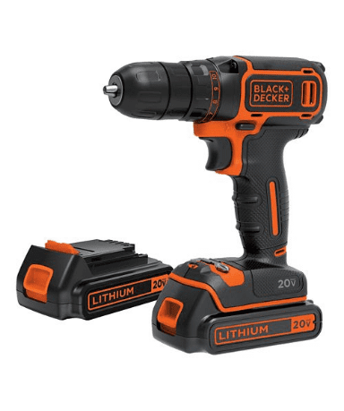 Black & Decker 20V Max Li-Ion Cordless Drill Kit, 3/8-in