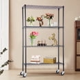 thumbnail image 3 of 4-Tier Adjustable Nsf-Certified Metal Shelf 36L X 14W X 62H Wire Shelving Unit Storage With Wheel For Small Places Restaurant Garage Pantry Kitchen Garage Rack Black, 3 of 7