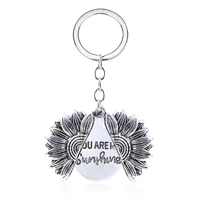 Porte-clés Pendentif Tournesol Gravé pour la Saint-Valentin