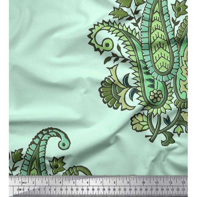 Soimoi Rayon Fabric Floral & Paisley Block Decor Fabric Printed Yard 56 Inch Wide