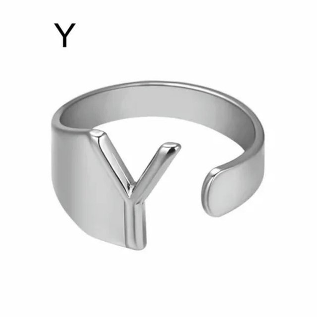 CUITING Bague Mode Ajustable Initiale Alphabet Lettre A-Z Bagues pour Femmes Bijoux-Argent C