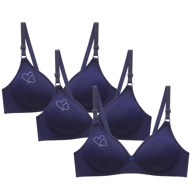 Kyusrd Full Coverage Bras For Women Adjustable Straps Wireless Push Up Small Cupt-Shirt Bralette Underwear Pattern Soild Color Soft Comfortable Underwear 3Pcs