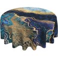 thumbnail image 1 of Nappe Ronde Bleu Marbre 60 Pouces Lavable Réutilisable Décoration Housse de Table pour Cuisine Fête, 1 of 1
