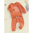 thumbnail image 3 of Faithtur 2PCS Baby Girls Fall Outfits Long Sleeve Rainbow Print Sweatshirt + Pants Set Toddler Clothes, 3 of 9