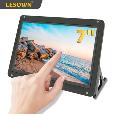 LESOWN Grand Petit Écran 1024x600 IPS Écran LCD 7 Pouces Moniteur HDMI Module d'Affichage Tactile Haut-Parleur Intégré avec Étui pour Raspberry Pi PC