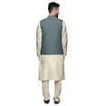 thumbnail image 3 of Atasi Mandarin Collar Traditional Solid Kurta Pajama With Printed Jacket Set, 3 of 3