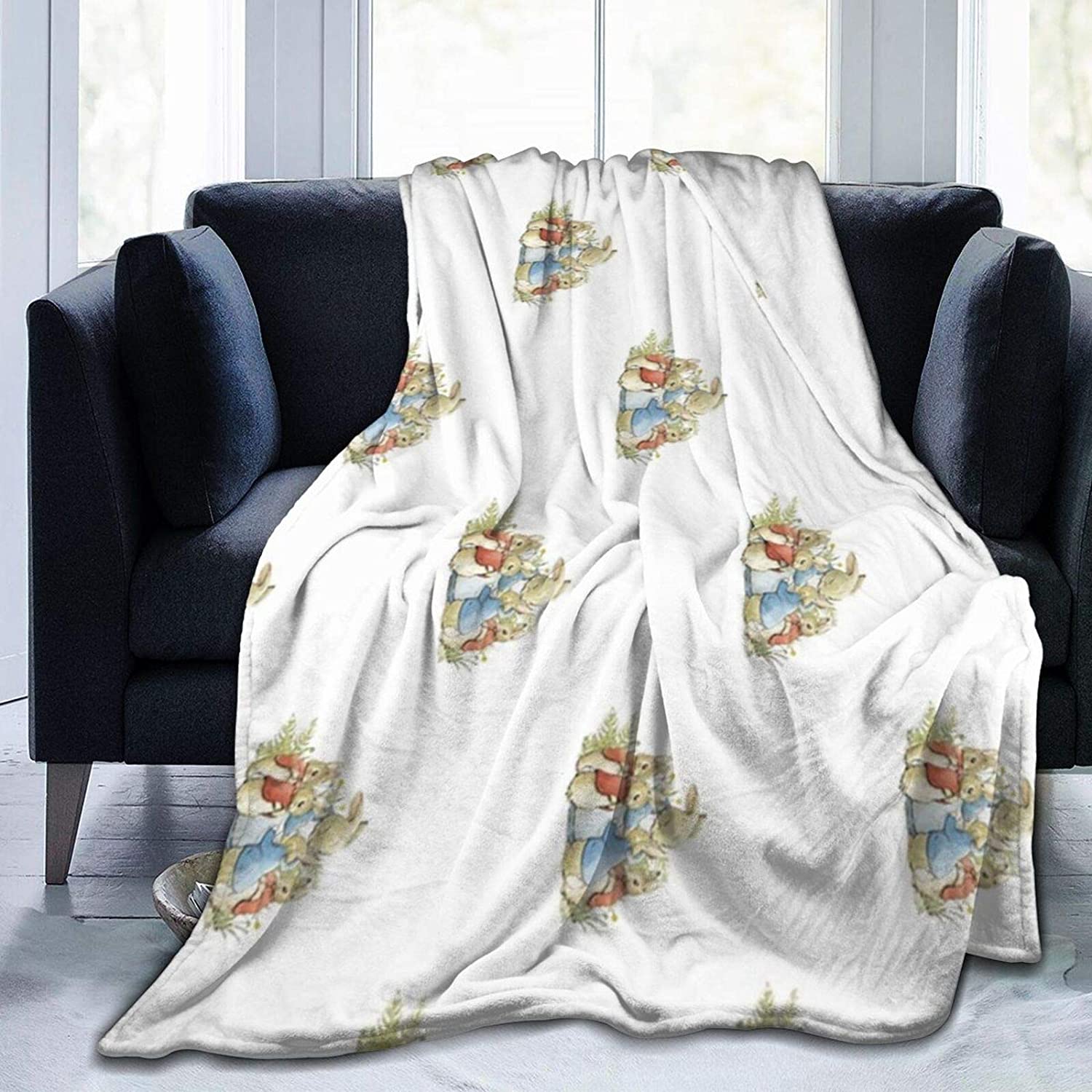 LAICAIW Peter Rabbit et Sa Famille Couverture Jetée en Flanelle Ultra Douce et Légère 80"X60 Pouces