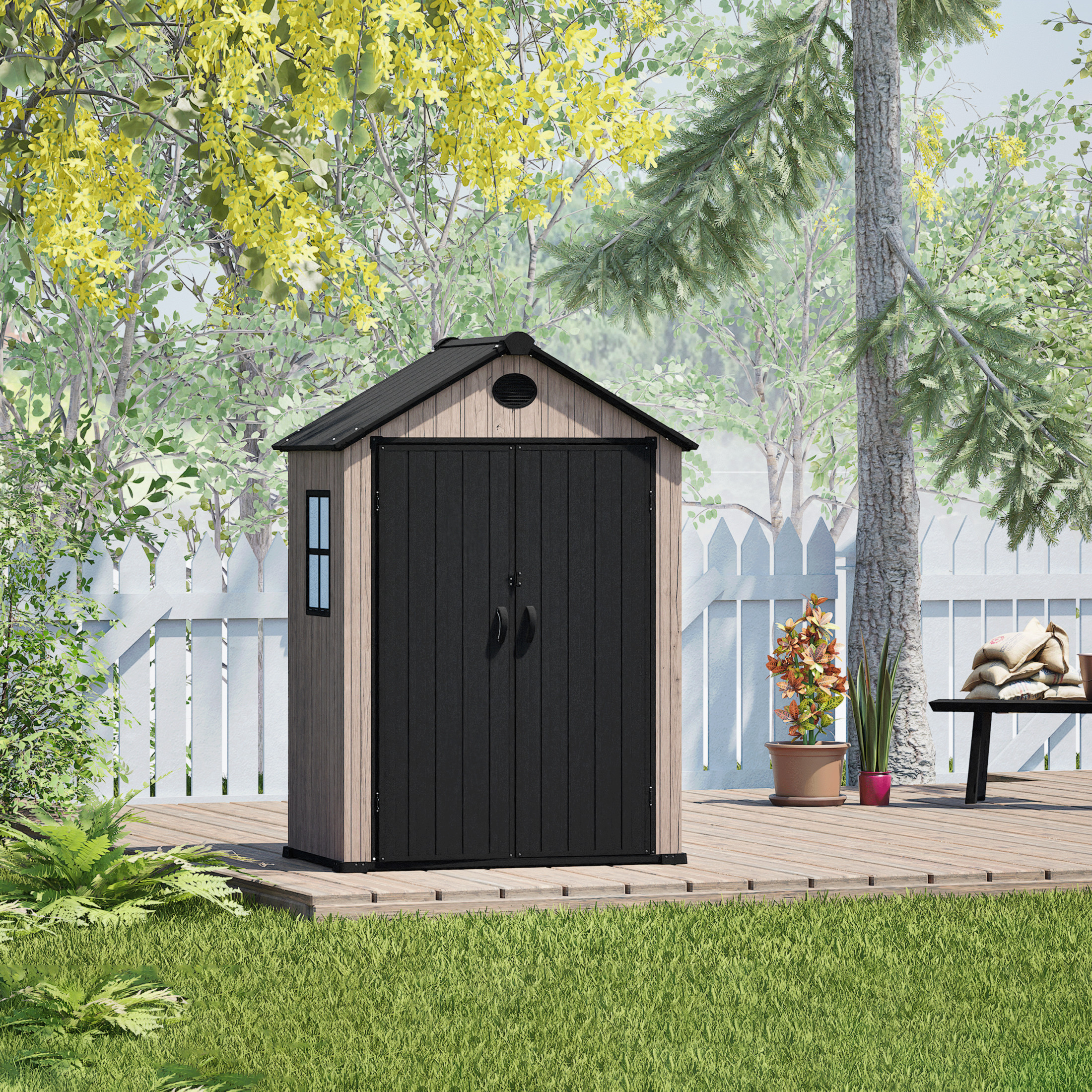 SpaceMaker 5 x 3 x 7 ft Brown Ash Resin Outdoor Storage Shed