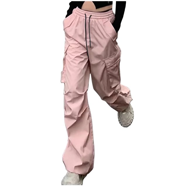Pants for Women New Pants Design Sense Of Casual Sports Pants Drawstring Cargo Pants Wide-leg American Style Multiple Pockets High Waisted
