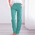 thumbnail image 2 of Dealovy Womens Cotton Linen Pants Elastic High Waist Drawstring Solid Color Casual Summer Lounge Trousers, 2 of 6