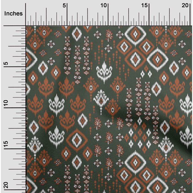 oneOone Cotton Poplin Fabric Block & Geometric Ikat Print Fabric By The Yard 42 Inch Wide