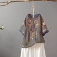 thumbnail image 5 of DPTALR Womens Spring Summer Color Casual Loose T-Shirt Short Sleeve Round Neck Embroidery Tops Cotton And Linen Blouse, 5 of 5