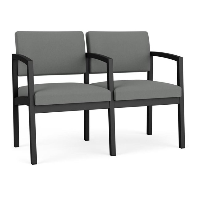 Fauteuil d'Attente de Réception Lenox en Acier à 2 Places / Acier Noir / Gris Pâle