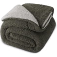 thumbnail image 1 of TRAHOO-Reversible Queen Size Sherpa Fleece Blanket, Thick and Warm Blankets for Winter, Soft Plush Fluffy for Bed, 90x90 Inches, Dark Grey/Light Grey, 1 of 4