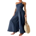 thumbnail image 3 of Women Romper Sleeveless Off-Shoulder Neck Wide-Leg Trousers, 3 of 4