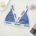 thumbnail image 4 of ManxiVoo Contrast Trim Bralette with Fashionable Letter Detail Comfortable Wireless Triangle Cup Top M Size Dark Blue, 4 of 5