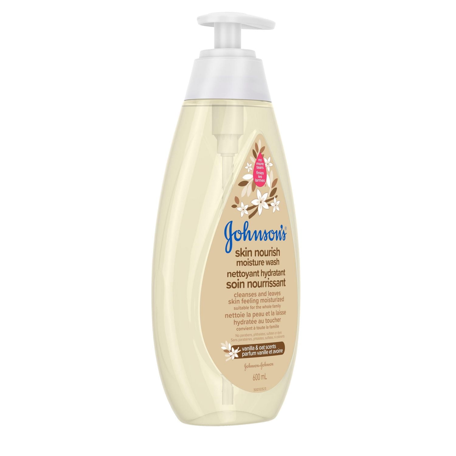 Nettoyant hydratant Johnson's Soin nourrissant Vanille et avoine - Soins de la peau pour bébés - Peau sensible - Parfum de vanille - 600 ml