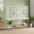 thumbnail image 2 of PawHut 64" Extra Large Bird Cage, Rolling Metal Parrot Cage, White, 2 of 10