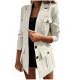thumbnail image 4 of IROINID Veste Mi-Longue Confortable pour Femmes Blazer à Col Cranté Couleur Unie Manches Longues, Blanc, 4 of 6