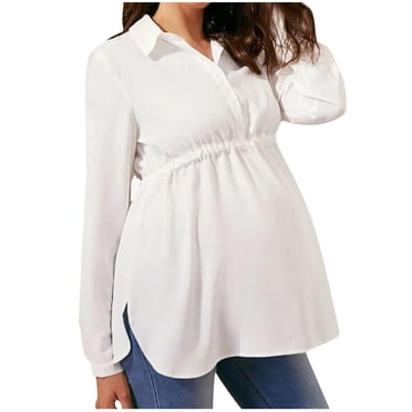 breaise Hauts de Maternité pour Femmes Blouses pour Femmes Chic Décontracté à Boutons Col en V Tuniques de Grossesse Hauts Blouses de Travail de Bureau Chemises d'Allaitement d'Été Vêtements de Printemps 2025