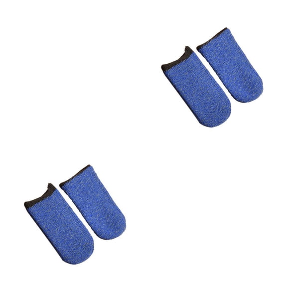 Transemion 2 Pieces Mobile Gaming Sweat Proof Fingertip Breathable Washable Elastic Finger Gloves Non-Scratch Accessories Blue 2Set
