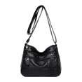 thumbnail image 1 of Women, Soft PU Leather Shoulder Bags, Multi-layer Black, 1 of 8