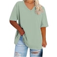 thumbnail image 1 of DPTALR Womens V-Neck Short Sleeve Tops Solid Color Summer Shirts for Women Plus Size Tops for Women, 1 of 4