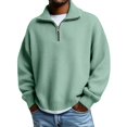 thumbnail image 3 of WTXUE Womens Long Sleeve Quarter Zip Pullover Sweater Casual Loose V Neck Collared Ribbed Knit Jumper Tops Soft Oversized Tunic Sweaters Light Green Xl, 3 of 9