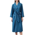 thumbnail image 1 of Timegard Womens Sleepwear Plus Size Long Sleeve Robe Comfy Bathrobes with Pockets Belted Mid Long Nightgown, 1 of 4