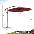 thumbnail image 3 of Costway 10FT Patio Offset Hanging Umbrella Easy Tilt Adjustment 8 Ribs Backyard Burgundy, 3 of 10
