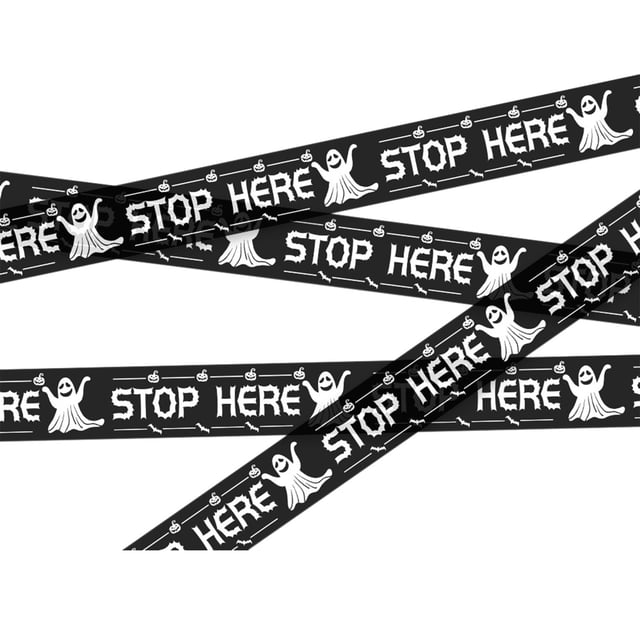 Black Warning Tape Plastic Halloween Scene Decoration With Skull Ghost Pattern For Party Supplies Layout Props Isolation Decor Strip Set Of 2 Rolls E