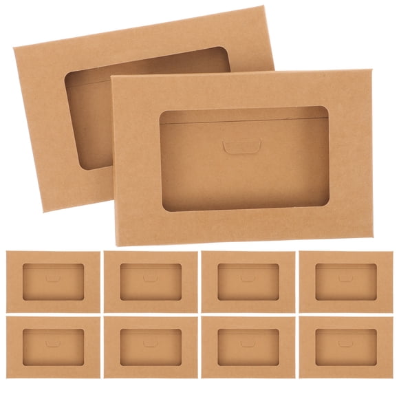 FRCOLOR Boîte Enveloppe 10 Pcs Boîtes de Rangement Enveloppes Boîtes de Cartes Postales en Papier Kraft Boîte de Cartes Postales à Fenêtre Ouverte,6.3"X4.13"X0.2"