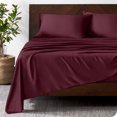 thumbnail image 2 of Bare Home Bamboo Sheet Set - Made from Rayon Fibers - Deep Pockets - 4 Piece - King, Burgundy, 2 of 7