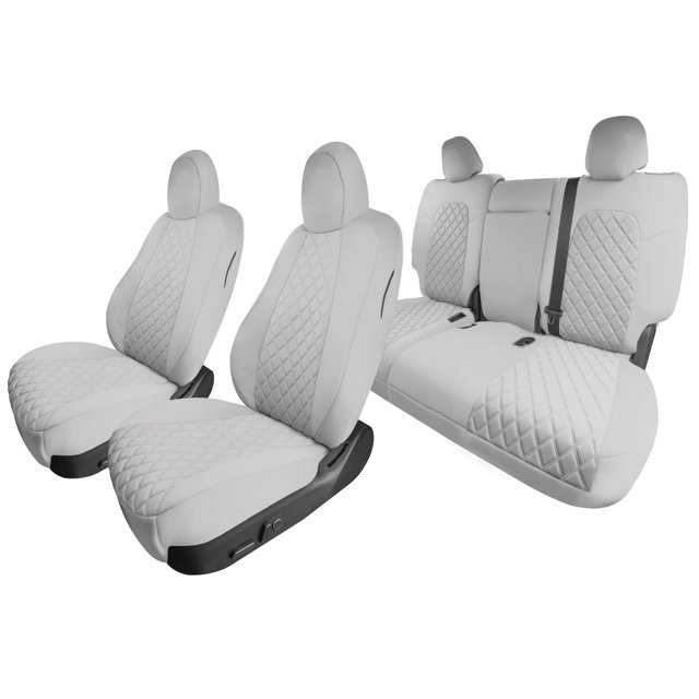 For 2020-2024 Tesla Model Y FH Group Waterproof Neoprene Custom Fit Made Car Seat Covers - Full Set Solid Gray