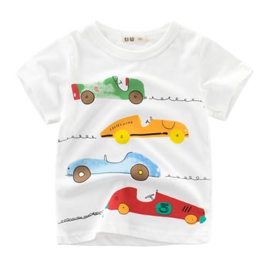 Toddler T Shirts Cute Trucks Printed Short Sleeve Casual Summer Tshirts Graphic Tee for Boy 3-4 Years