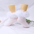 thumbnail image 2 of dmqupv Girls Ruffle Socks Ruffle Socks For Toddler Baby Girls Double Frilly Lace Dress Socks Kids Ankle Tutu Socks White,Size for 4-6 Years, 2 of 7