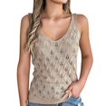 thumbnail image 1 of Mrat Racerback Tank Tops Débardeurs à Dos Nageur pour Femmes Été Décontracté Couleur Unie Col Rond Ajouré Sans Manches Tricotés Débardeurs de Vacances Débardeurs de Course pour Femmes P-389 Kaki P, 1 of 8
