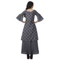 thumbnail image 2 of Moomaya Printed High Low Crop Top Kurti Palazzo Set Ethnic Indian Clothing Set For Womens, 2 of 8