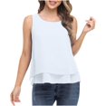thumbnail image 1 of Timegard Débardeurs pour Femmes Grande Taille en Maille à Volants Sans Manches Col Ras du Cou Fluide Décontracté Ample Chemise Haut Blouse, 1 of 7