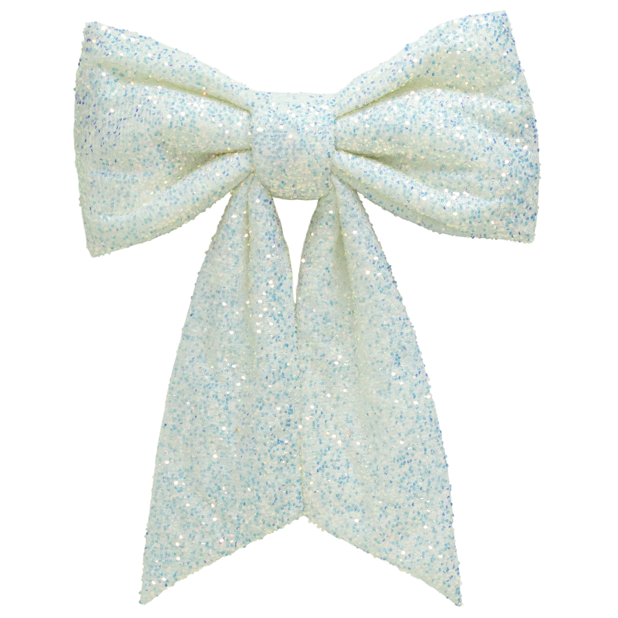 Holiday Time Silver Sequin Jumbo Bow Décor, 28 Inches