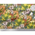 thumbnail image 3 of Soimoi Yellow polyester Crepe Fabric Leaves, & Lily Floral Fabric Prints By Yard 42 Inch Wide, 3 of 3