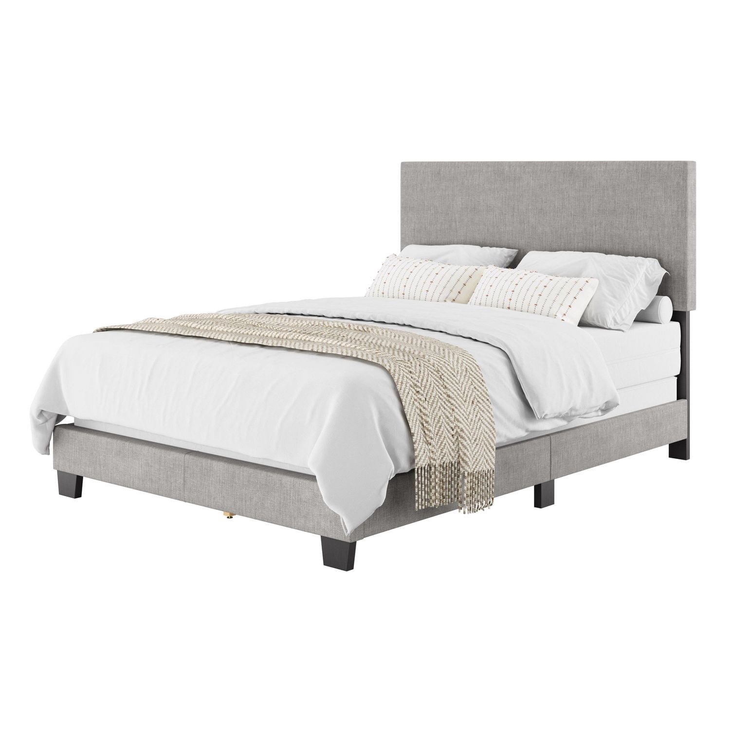 Cadre de lit rembourré moderne CorLiving Celeste pour adulte, avec tête de lit et sommier tapissier requis