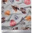 thumbnail image 1 of Soimoi Crepe Silk Fabric Colorful Shells Ocean Print Fabric by Yard 42 Inch Wide, 1 of 3