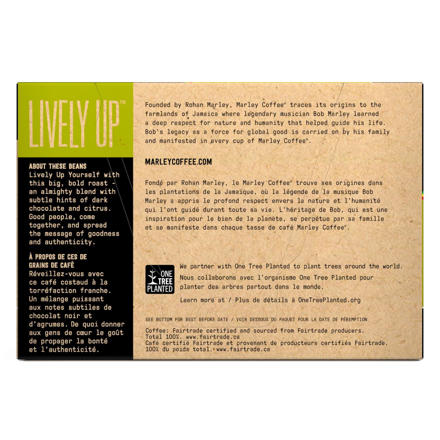 Marley Café, Lively Up, Torréfaction Foncée, Capsules Compatibles K-Cup à Portion Individuelle, 12 Capsules