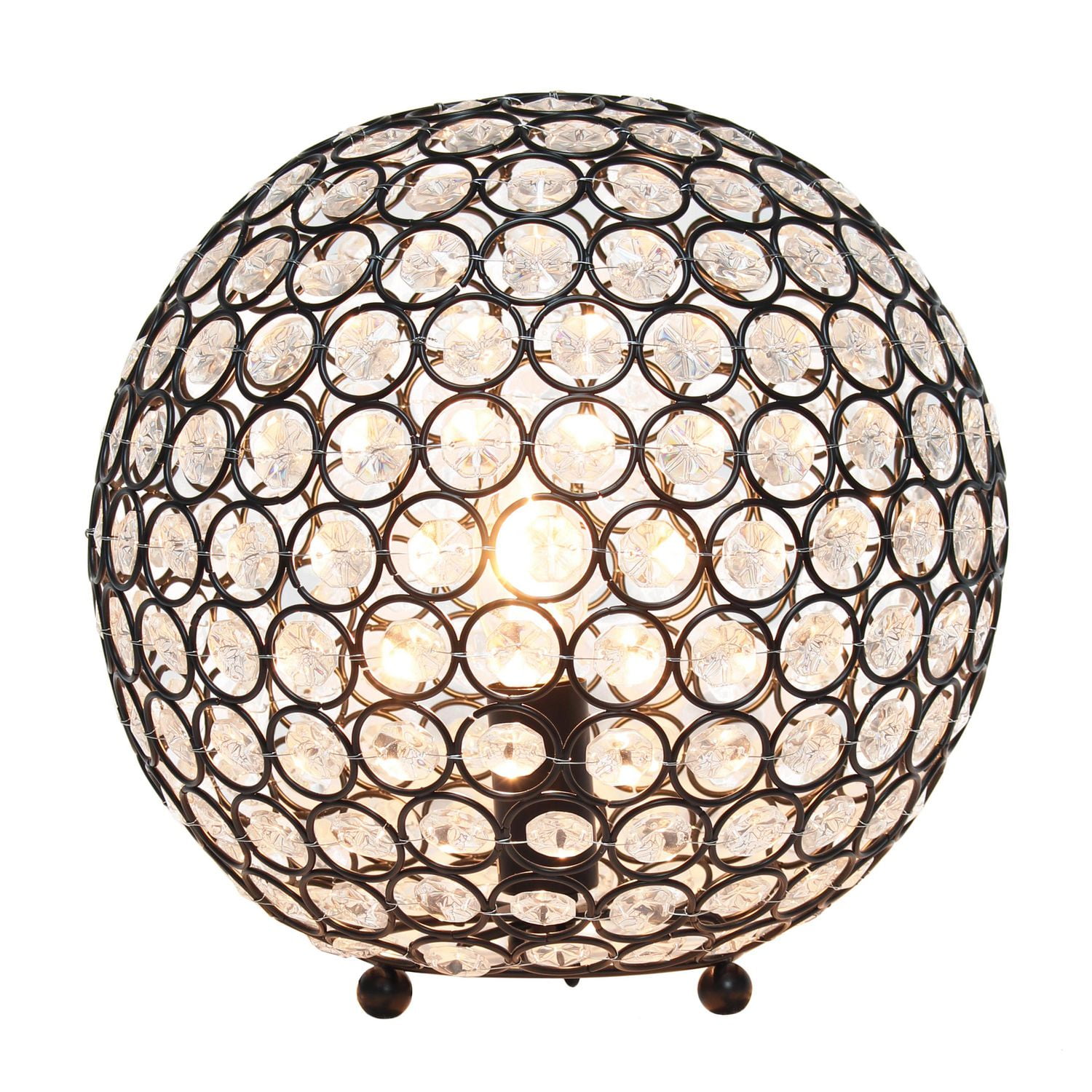Lampe de table Elegant Designs à paillettes boule de cristal de 10 pouces