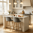 thumbnail image 2 of Homy Casa Grey Upholstered Counter Height Bar Stools, Set of 2, 2 of 9