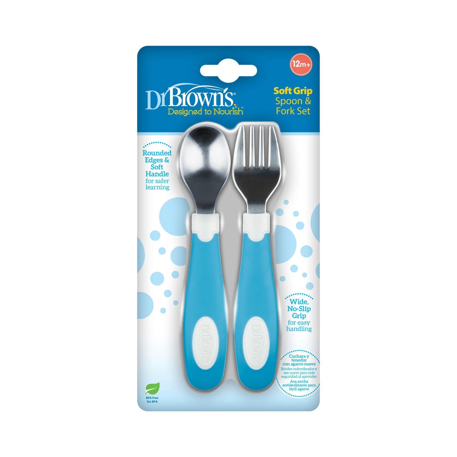 Dr. Brown's Designed to Nourish, Soft-Grip Spoon and Fork, 12m+